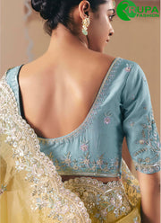 Yellow Color Fancy Fabric Embroidered and Sequins Work Traditional Party Wear Saree